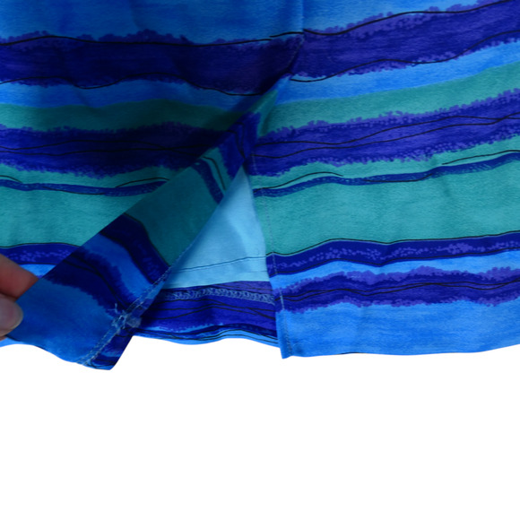 Kathie Lee Sheath Dress Womens Size 12 Blue Watercolor Lined Shoulder Pads - Picture 7 of 12